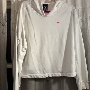 Nike White Hoodie with Pink Swoosh On Back